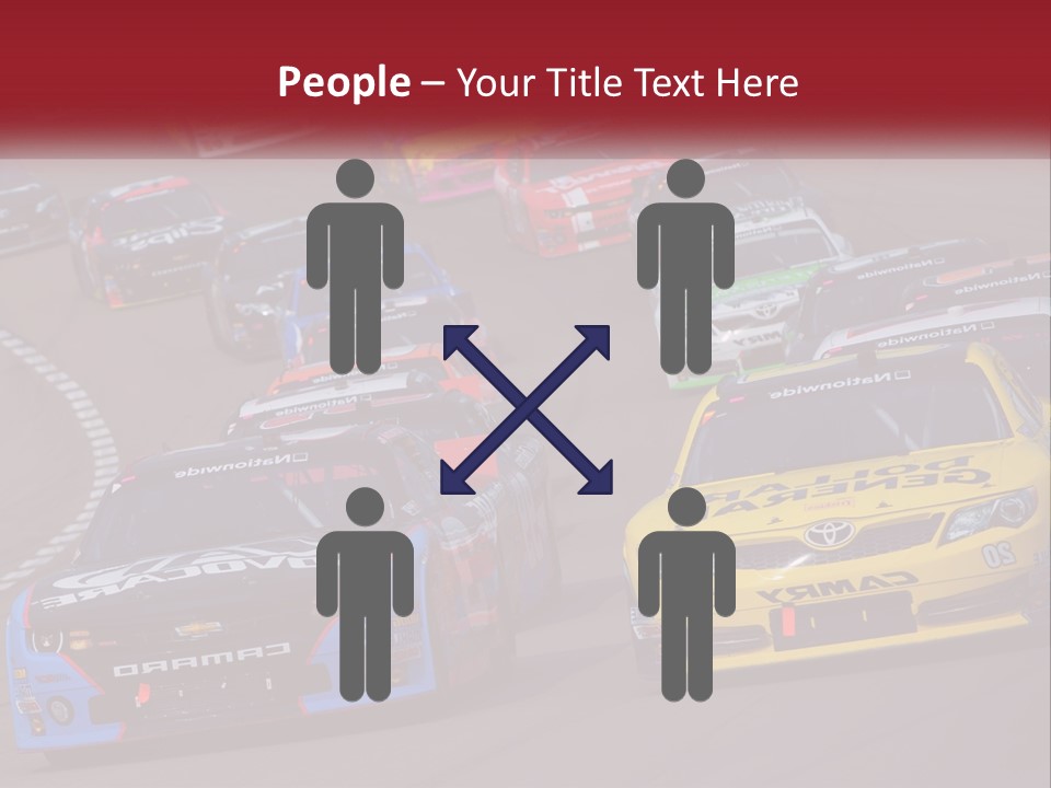 A Group Of Cars Driving Down A Race Track PowerPoint Template