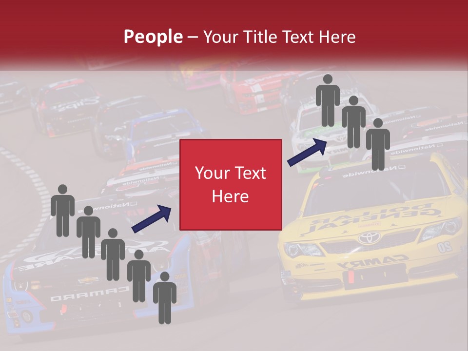 A Group Of Cars Driving Down A Race Track PowerPoint Template