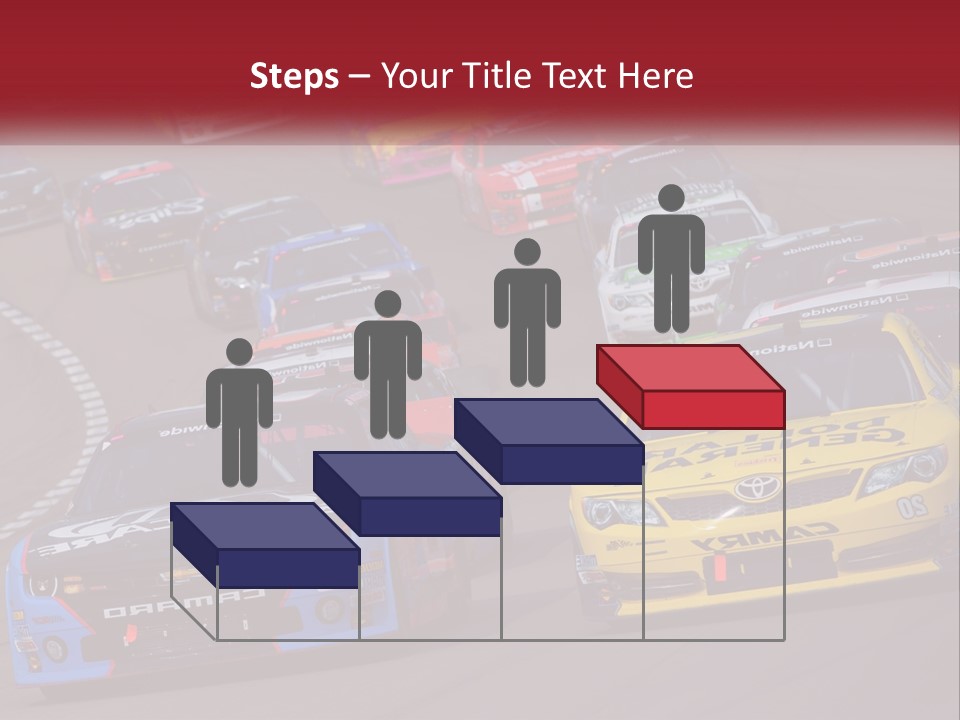 A Group Of Cars Driving Down A Race Track PowerPoint Template