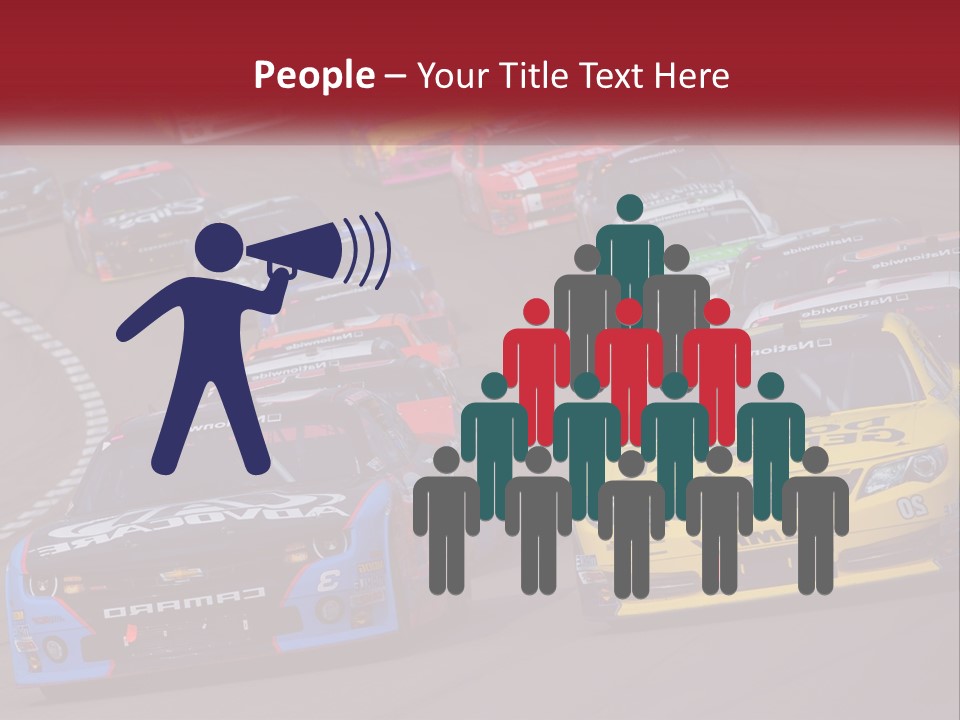 A Group Of Cars Driving Down A Race Track PowerPoint Template