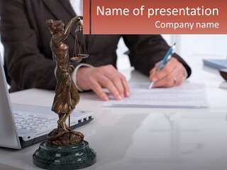 A Person Sitting At A Desk Writing On A Piece Of Paper PowerPoint Template