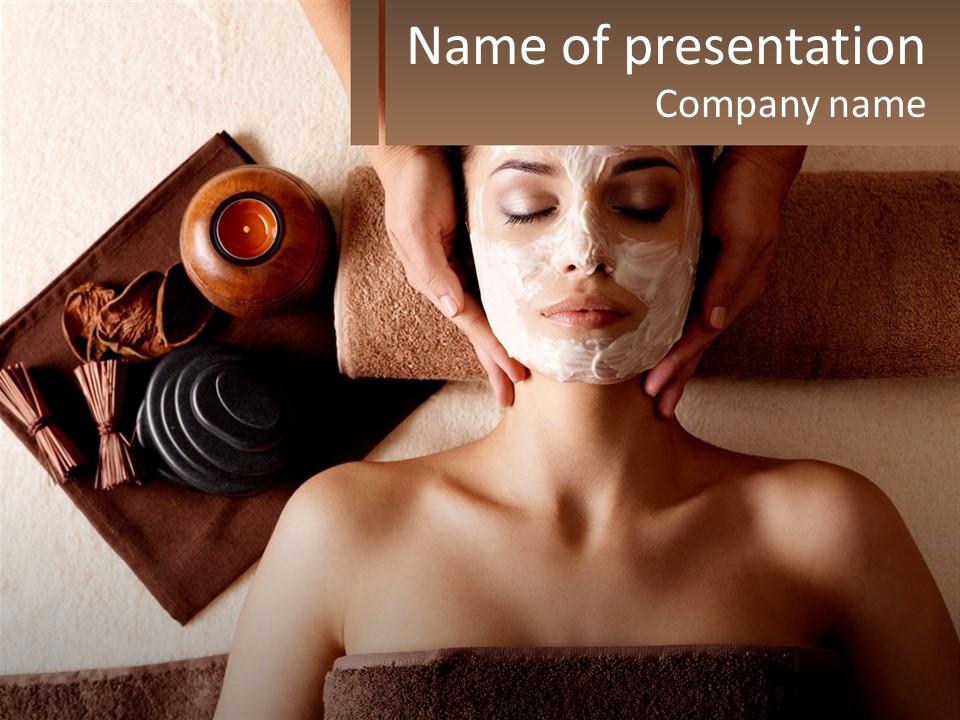A Woman Getting A Facial Mask On Her Face PowerPoint Template
