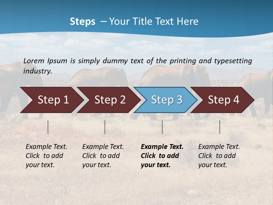 A Herd Of Elephants Walking Across A Dry Grass Field PowerPoint Template