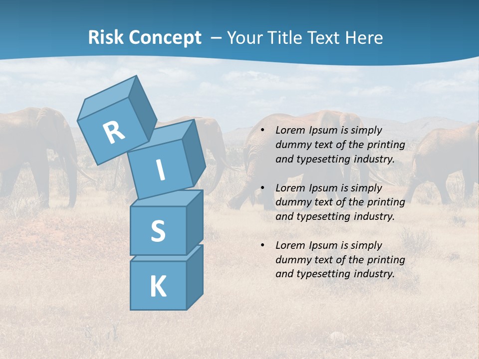 A Herd Of Elephants Walking Across A Dry Grass Field PowerPoint Template