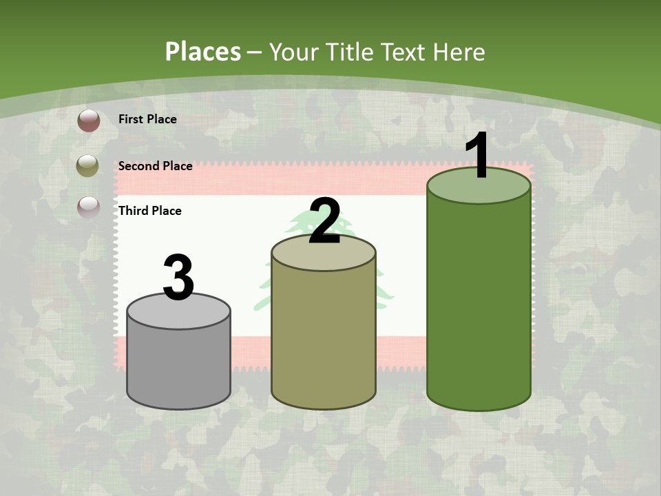 A Camouflage Background With A Flag And A Tree On It PowerPoint Template