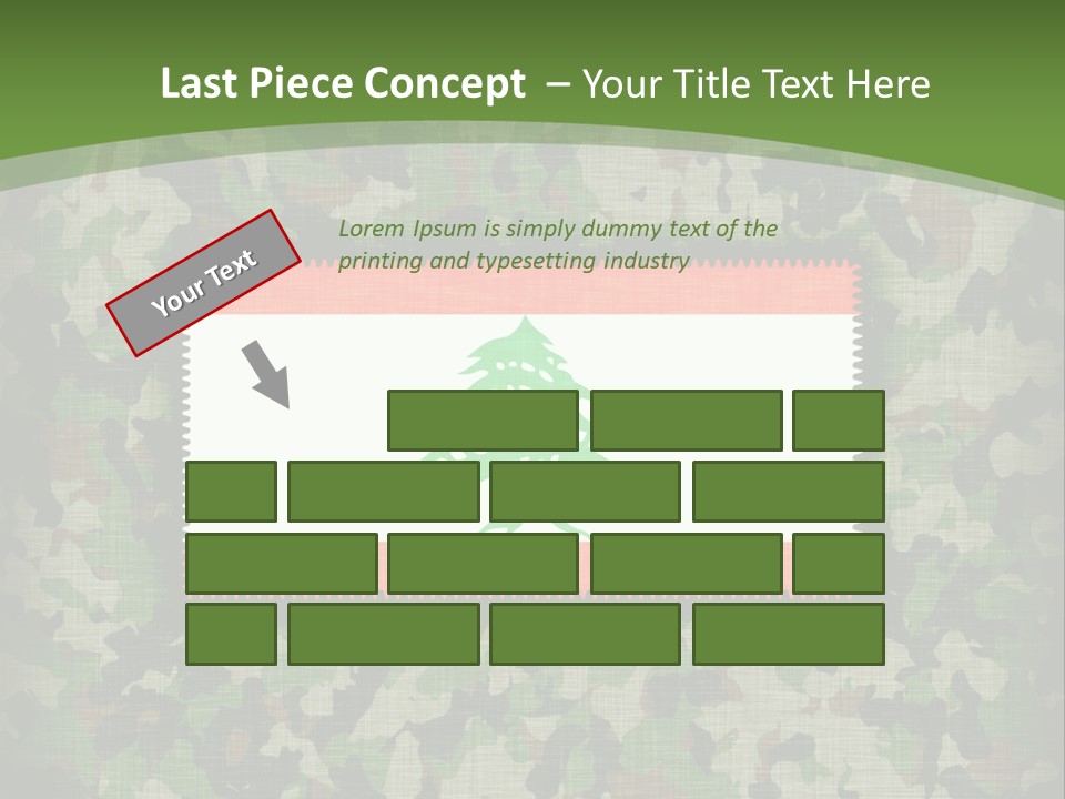 A Camouflage Background With A Flag And A Tree On It PowerPoint Template