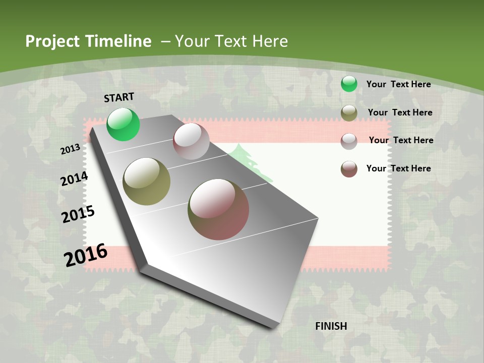 A Camouflage Background With A Flag And A Tree On It PowerPoint Template