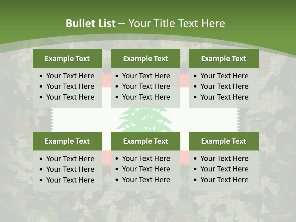 A Camouflage Background With A Flag And A Tree On It PowerPoint Template