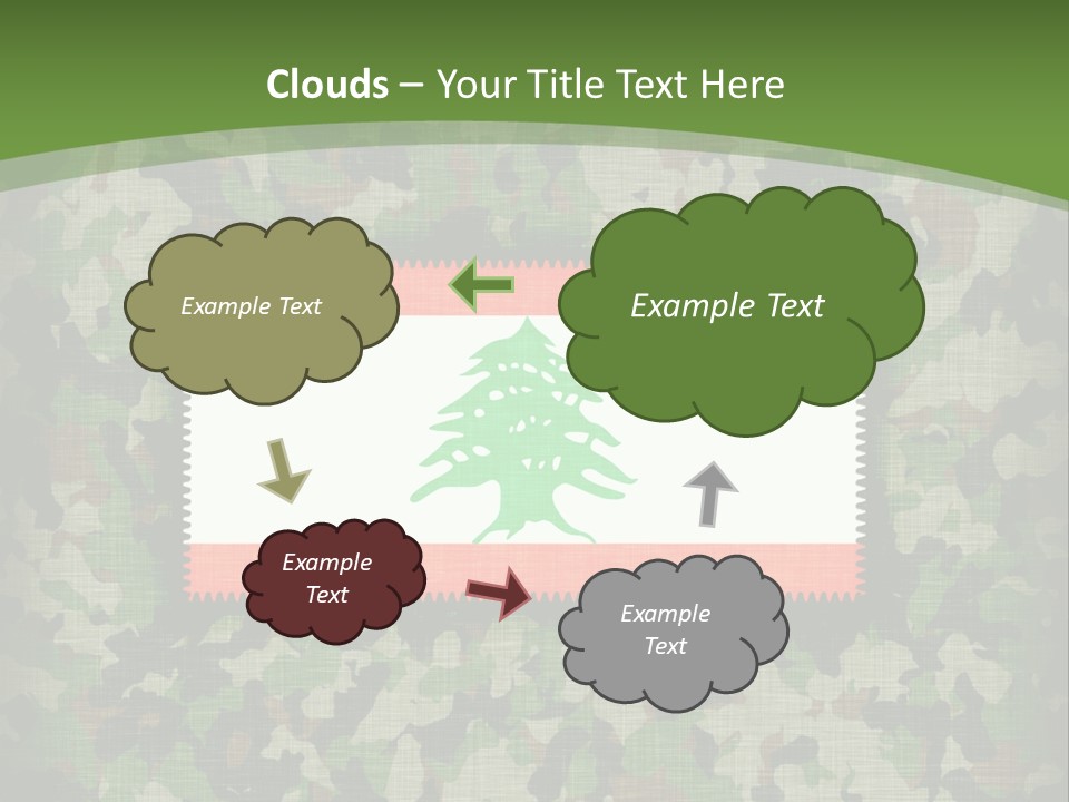 A Camouflage Background With A Flag And A Tree On It PowerPoint Template
