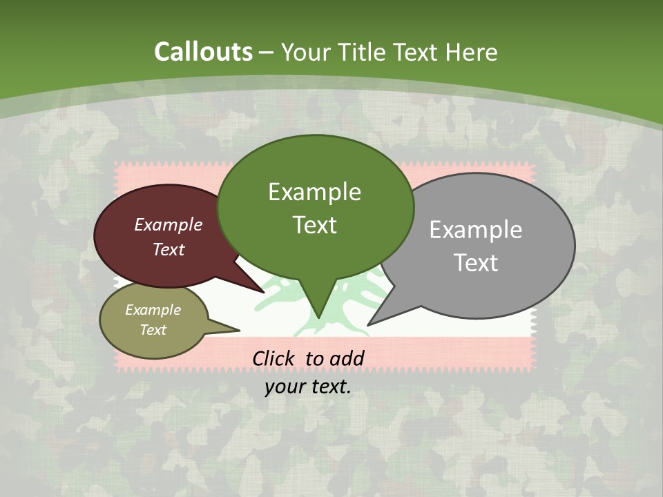 A Camouflage Background With A Flag And A Tree On It PowerPoint Template