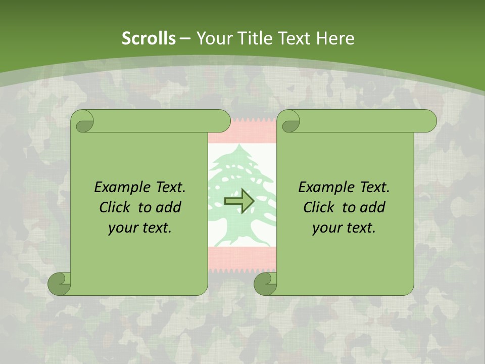 A Camouflage Background With A Flag And A Tree On It PowerPoint Template