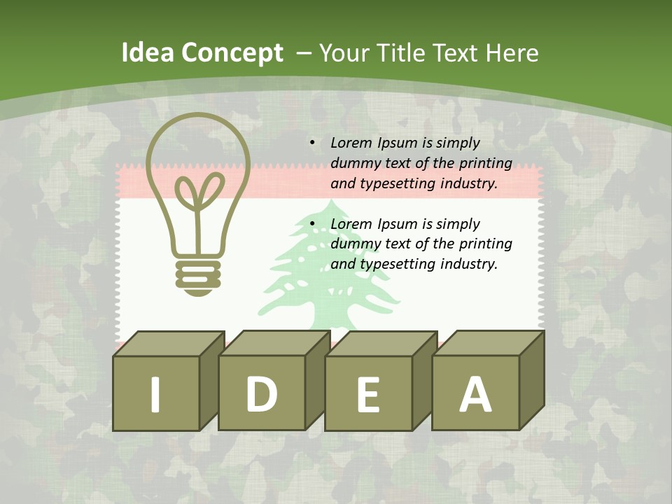 A Camouflage Background With A Flag And A Tree On It PowerPoint Template