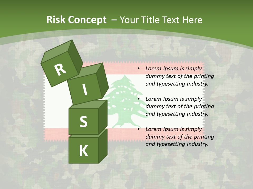 A Camouflage Background With A Flag And A Tree On It PowerPoint Template