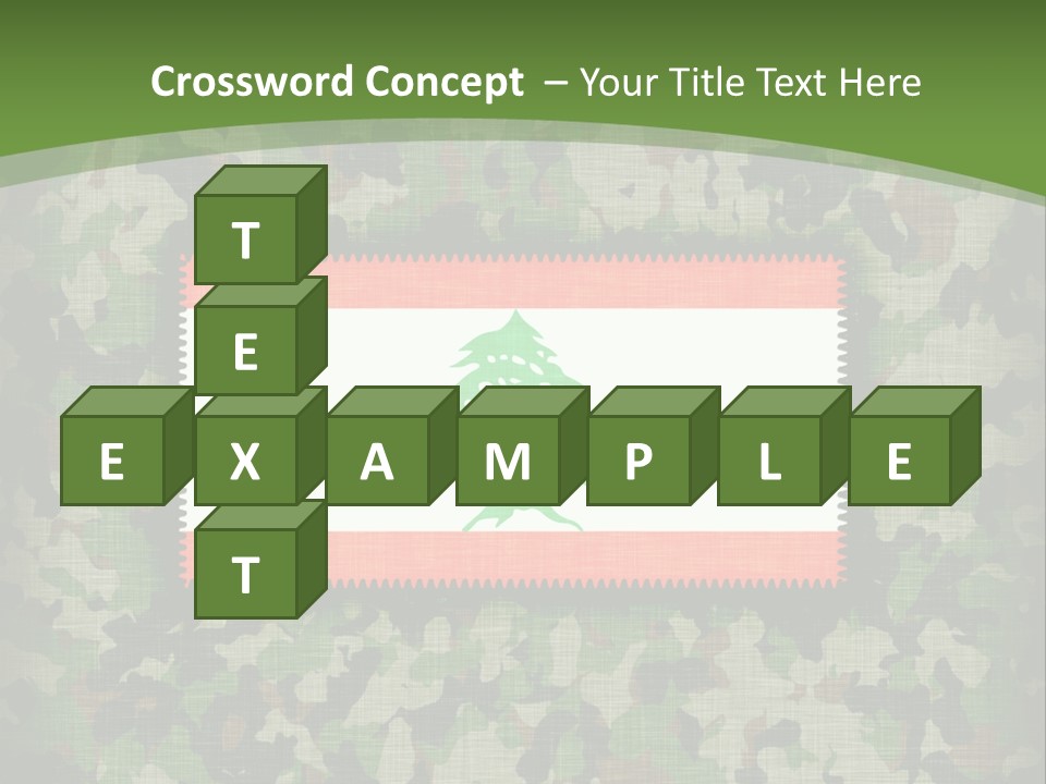 A Camouflage Background With A Flag And A Tree On It PowerPoint Template