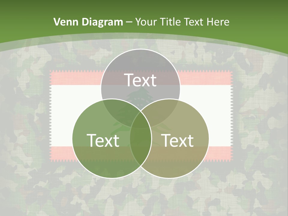 A Camouflage Background With A Flag And A Tree On It PowerPoint Template