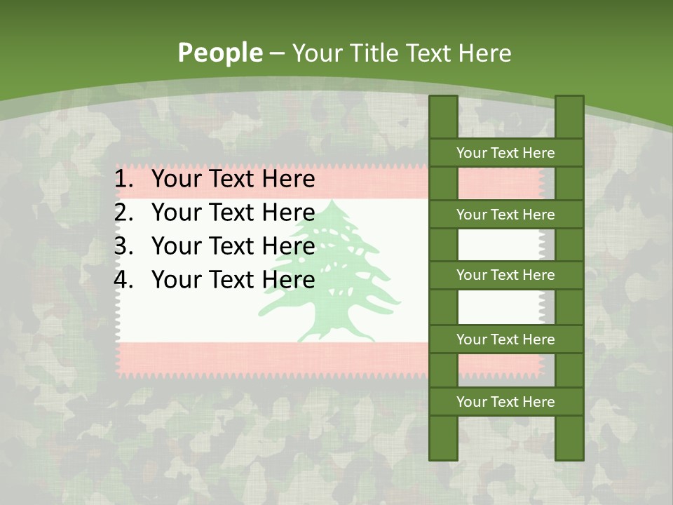 A Camouflage Background With A Flag And A Tree On It PowerPoint Template