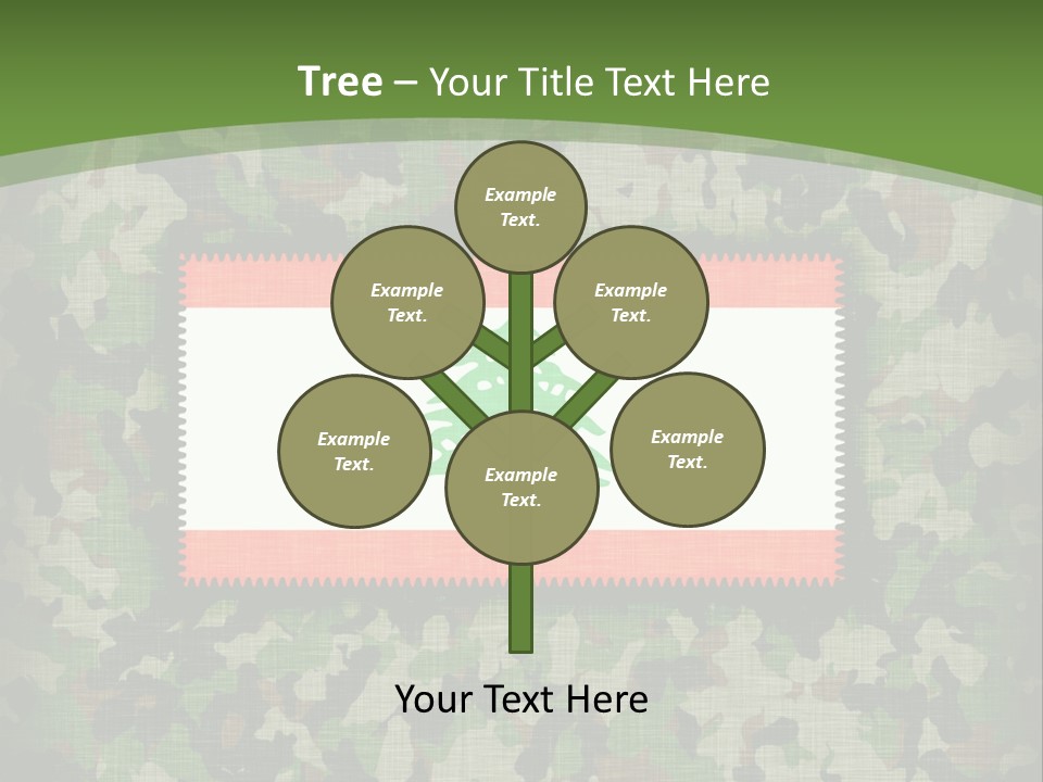 A Camouflage Background With A Flag And A Tree On It PowerPoint Template