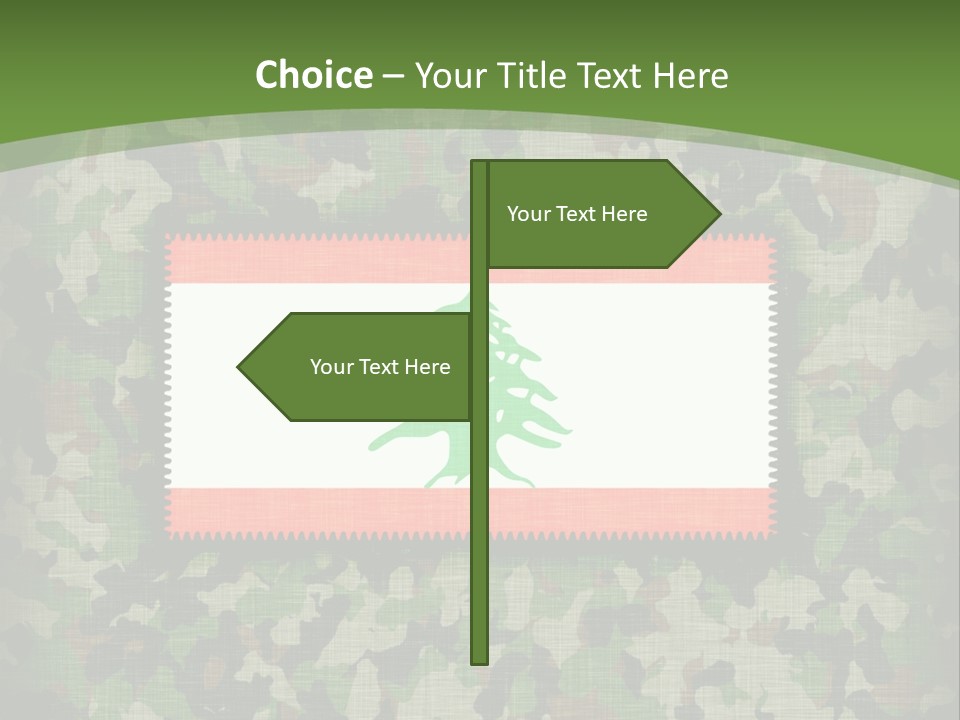 A Camouflage Background With A Flag And A Tree On It PowerPoint Template