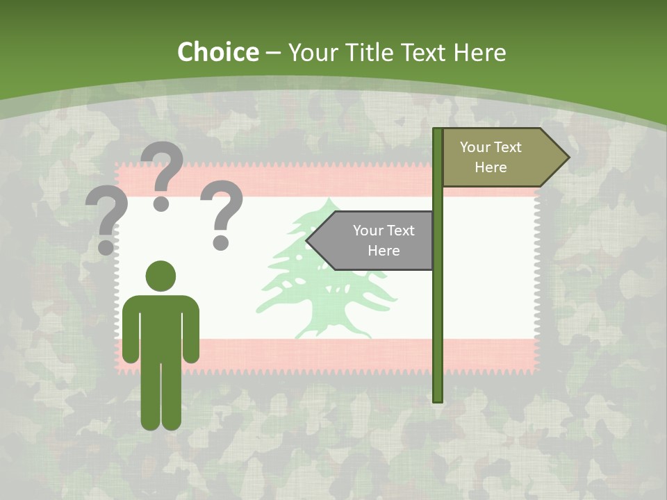 A Camouflage Background With A Flag And A Tree On It PowerPoint Template