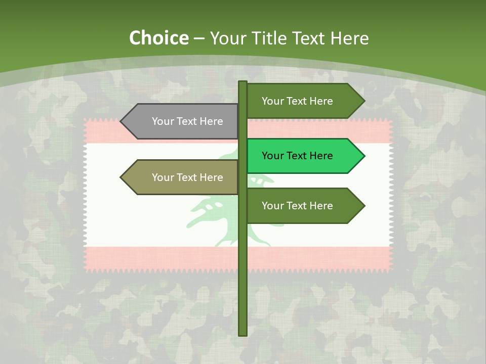 A Camouflage Background With A Flag And A Tree On It PowerPoint Template