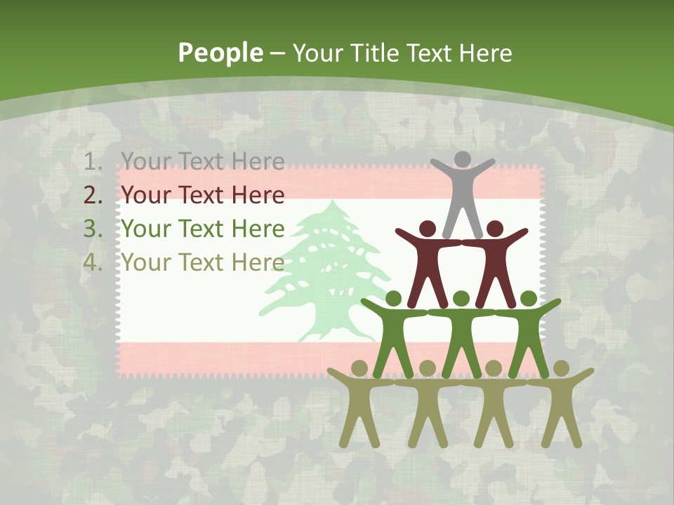 A Camouflage Background With A Flag And A Tree On It PowerPoint Template