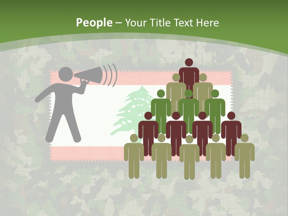 A Camouflage Background With A Flag And A Tree On It PowerPoint Template