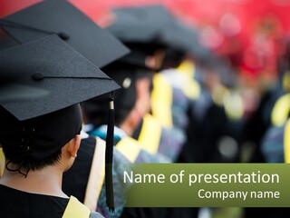 A Group Of People In Graduation Caps And Gowns PowerPoint Template