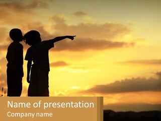 A Couple Of Kids Standing Next To Each Other PowerPoint Template