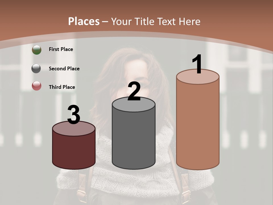 A Woman Standing In Front Of A Green Building PowerPoint Template