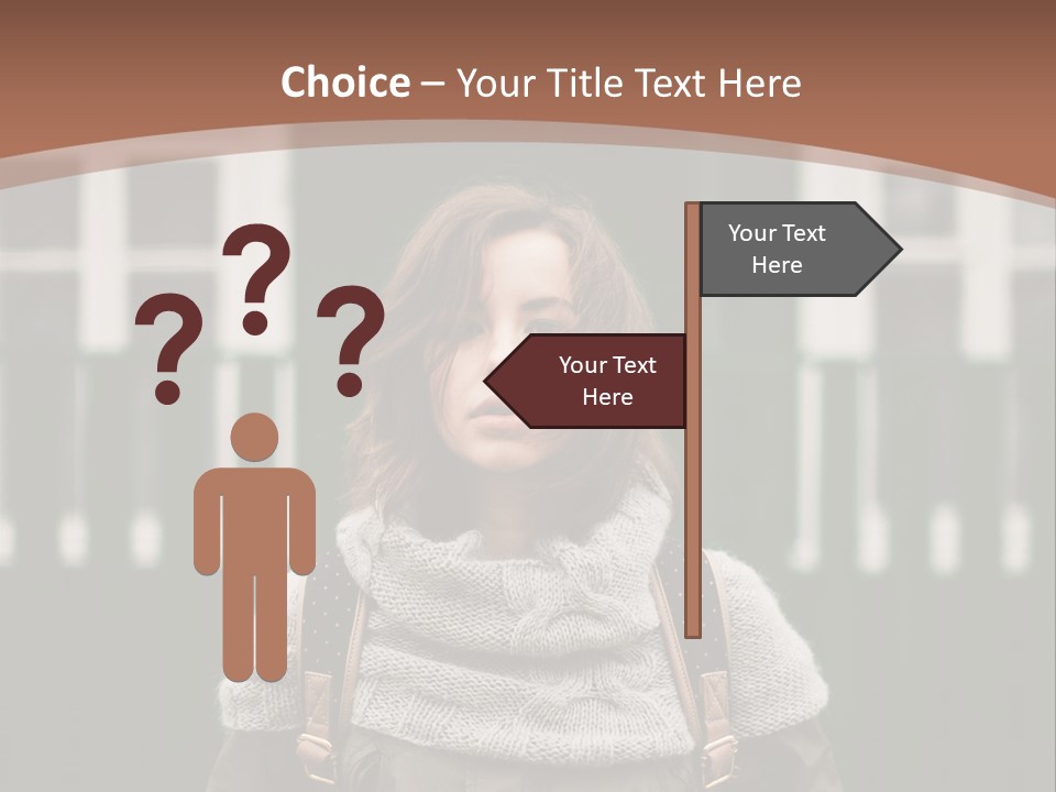 A Woman Standing In Front Of A Green Building PowerPoint Template