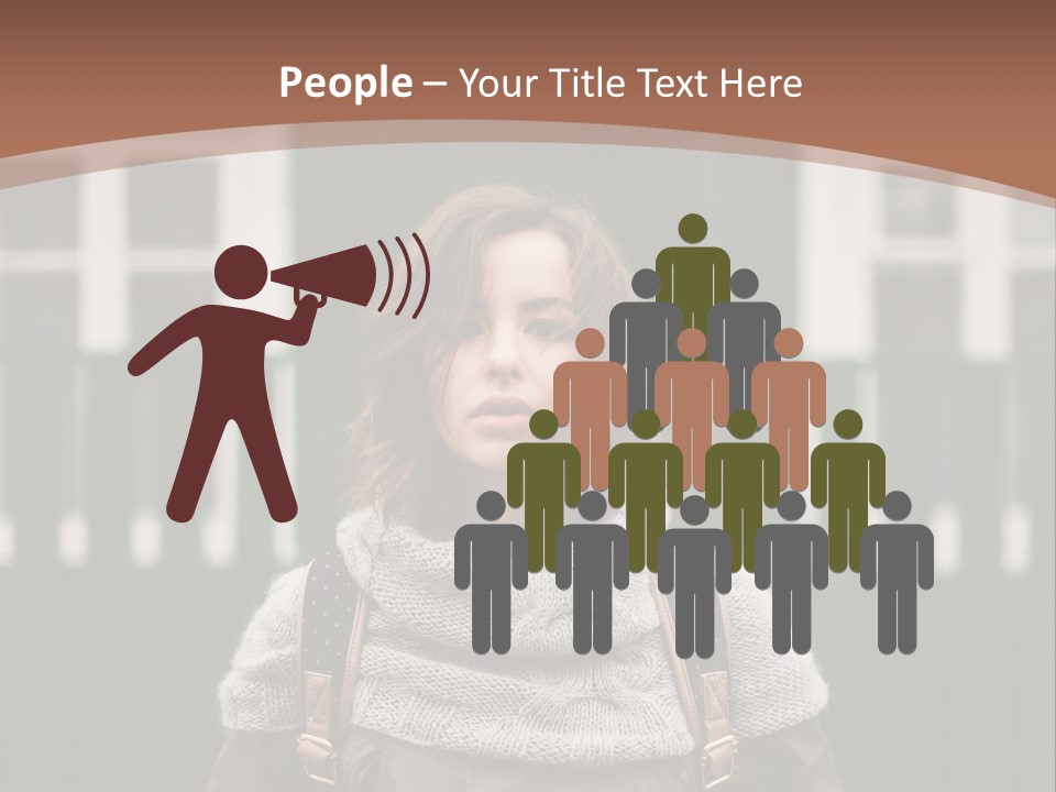 A Woman Standing In Front Of A Green Building PowerPoint Template