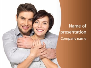 A Man And Woman Are Hugging Each Other PowerPoint Template