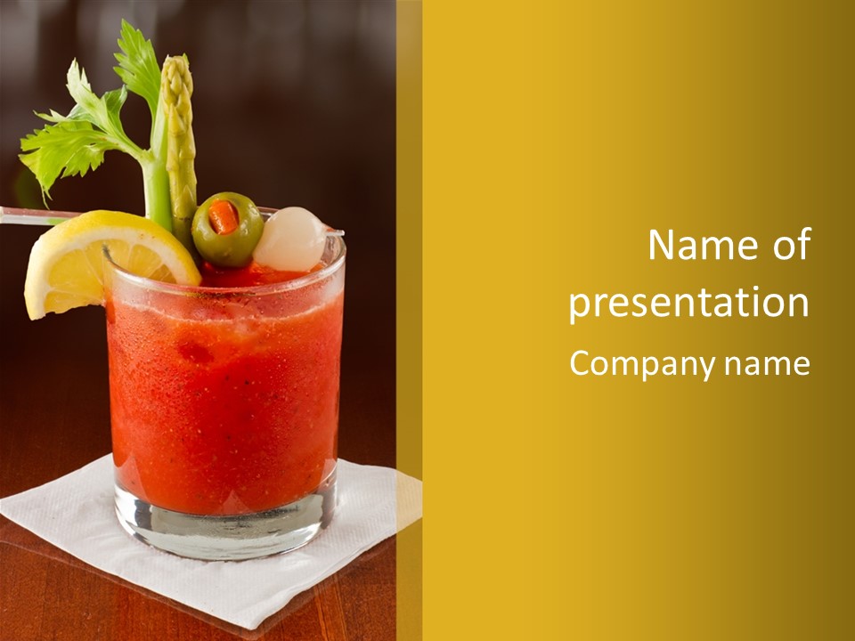 A Bloody Drink With A Garnish Garnish Garnish On The PowerPoint Template
