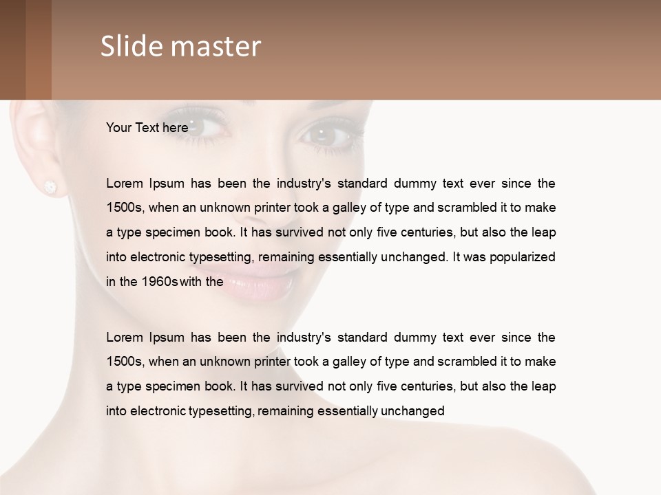 A Woman With A Brown Background And A White Background PowerPoint Template