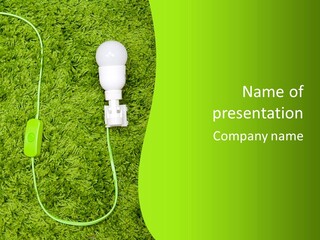A Light Bulb On The Grass Powerpoint Template PowerPoint Template