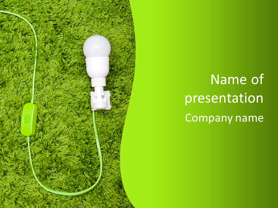 A Light Bulb On The Grass Powerpoint Template PowerPoint Template