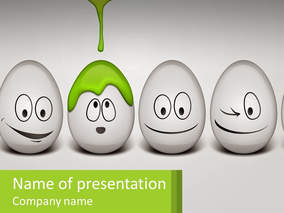 A Group Of Eggs With Faces Painted On Them PowerPoint Template
