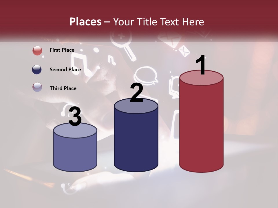 A Person Using A Tablet With Icons Coming Out Of It PowerPoint Template