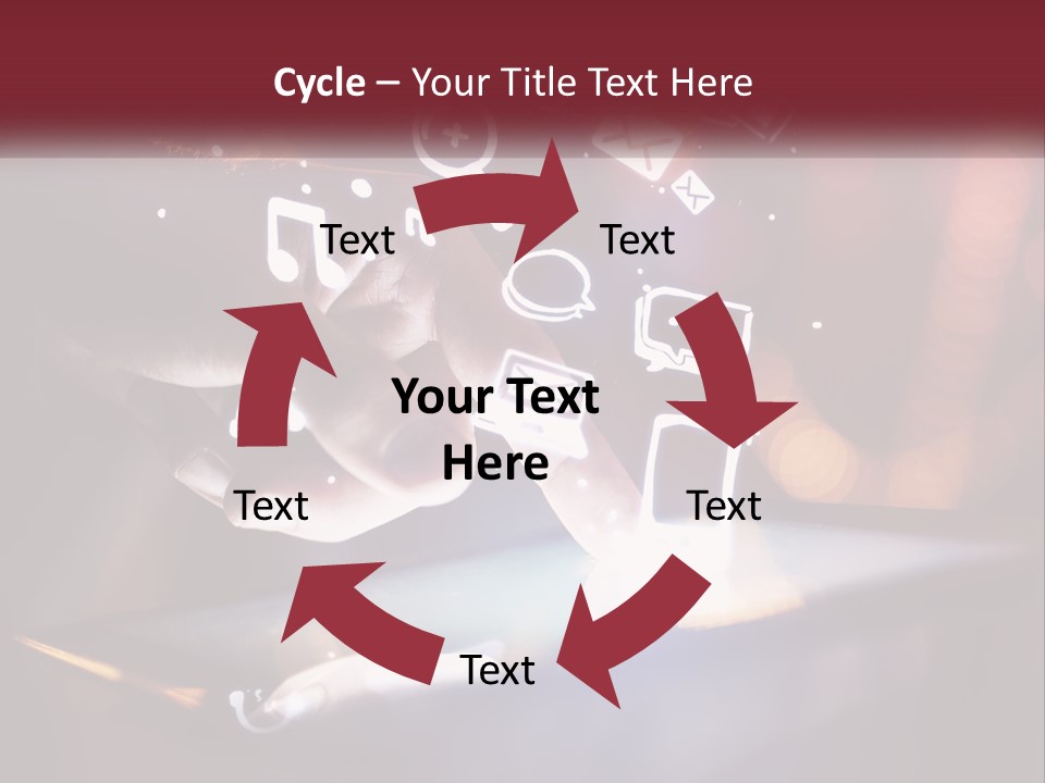 A Person Using A Tablet With Icons Coming Out Of It PowerPoint Template