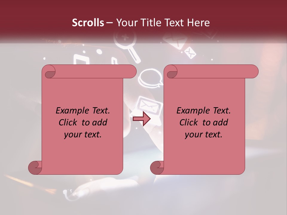 A Person Using A Tablet With Icons Coming Out Of It PowerPoint Template