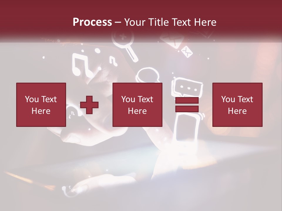 A Person Using A Tablet With Icons Coming Out Of It PowerPoint Template