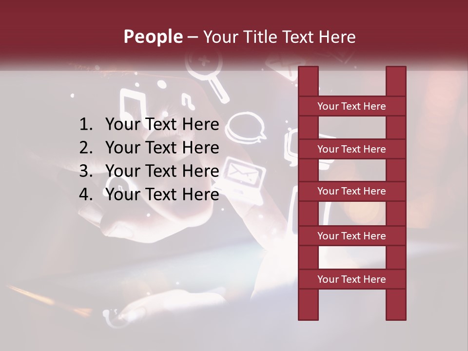 A Person Using A Tablet With Icons Coming Out Of It PowerPoint Template
