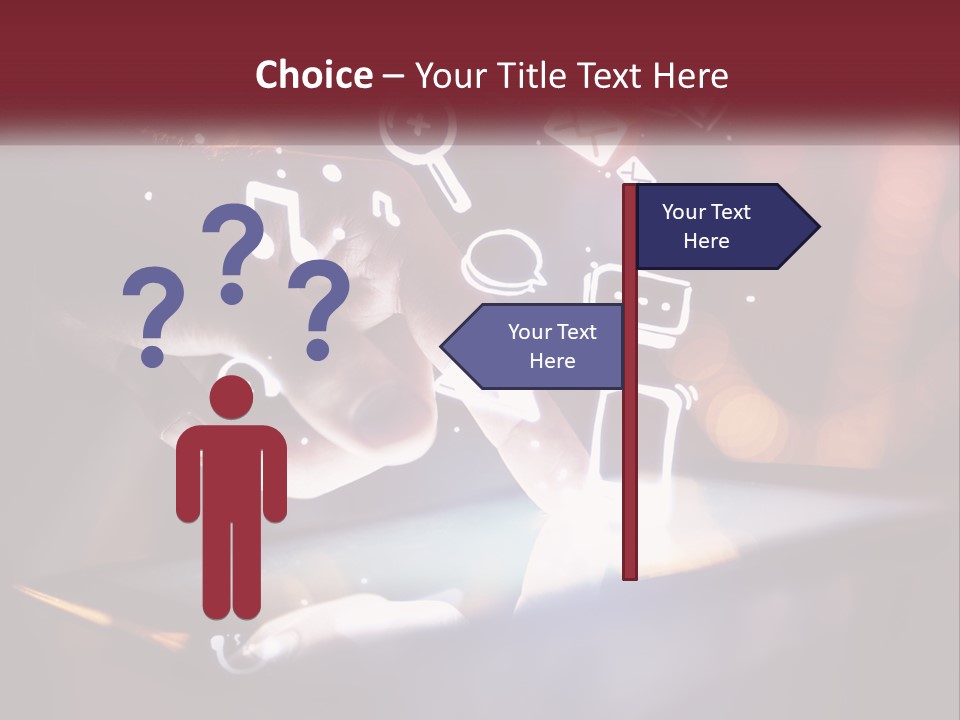 A Person Using A Tablet With Icons Coming Out Of It PowerPoint Template
