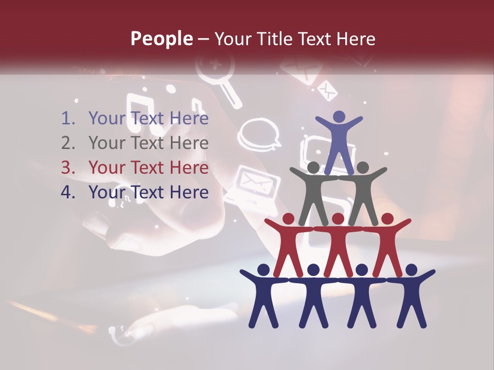 A Person Using A Tablet With Icons Coming Out Of It PowerPoint Template