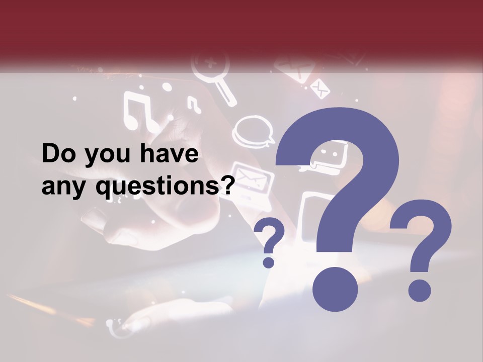 A Person Using A Tablet With Icons Coming Out Of It PowerPoint Template