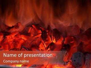 A Close Up Of A Fire With Rocks In It PowerPoint Template