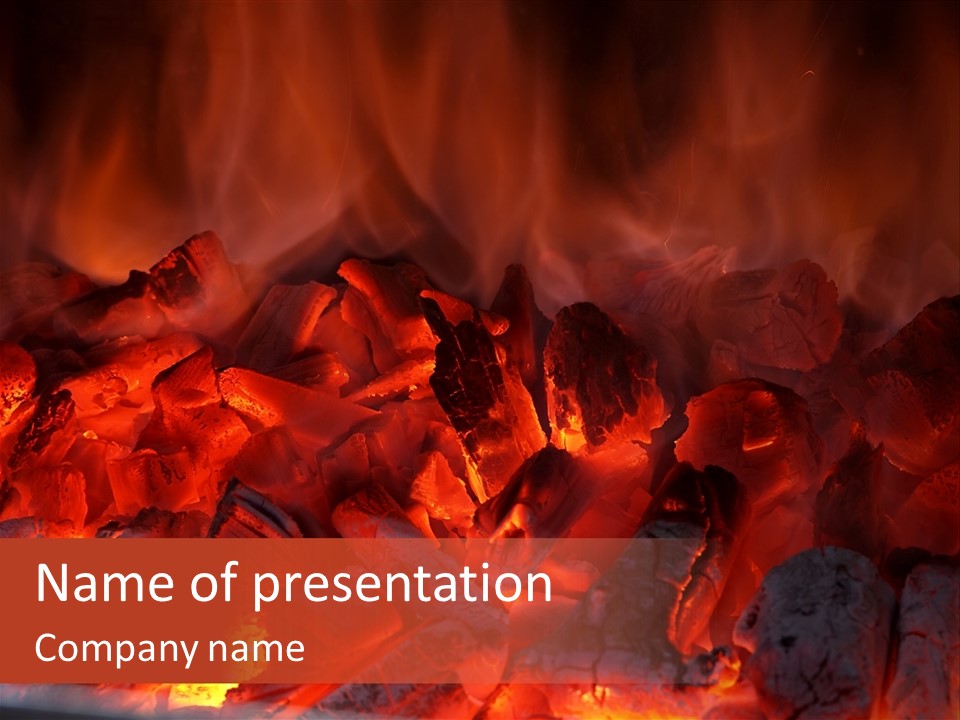 A Close Up Of A Fire With Rocks In It PowerPoint Template