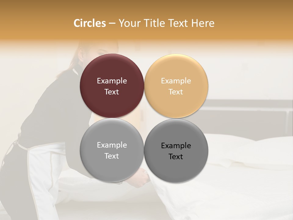 A Woman Is Sitting On A Bed And Smiling PowerPoint Template