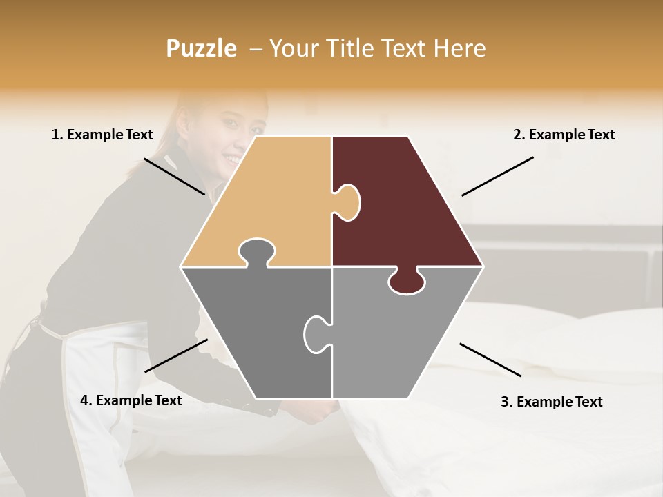 A Woman Is Sitting On A Bed And Smiling PowerPoint Template