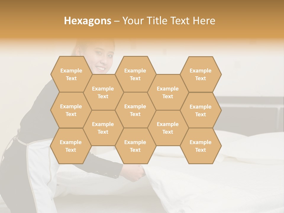 A Woman Is Sitting On A Bed And Smiling PowerPoint Template